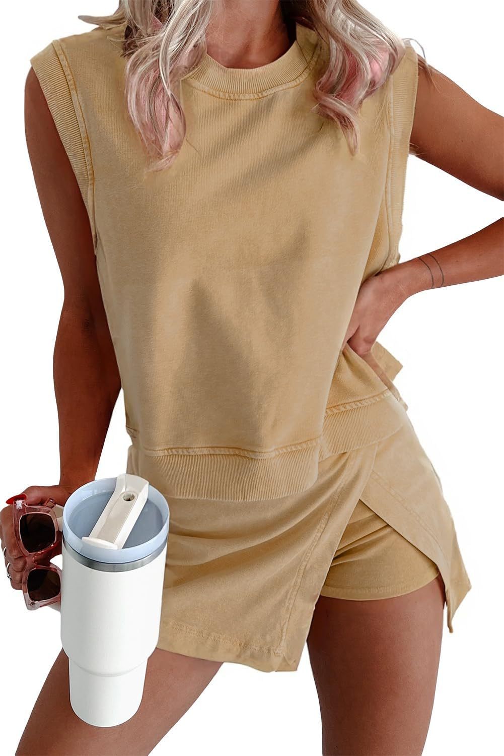 Women's Cotton Sleeveless Vest and Pants Set