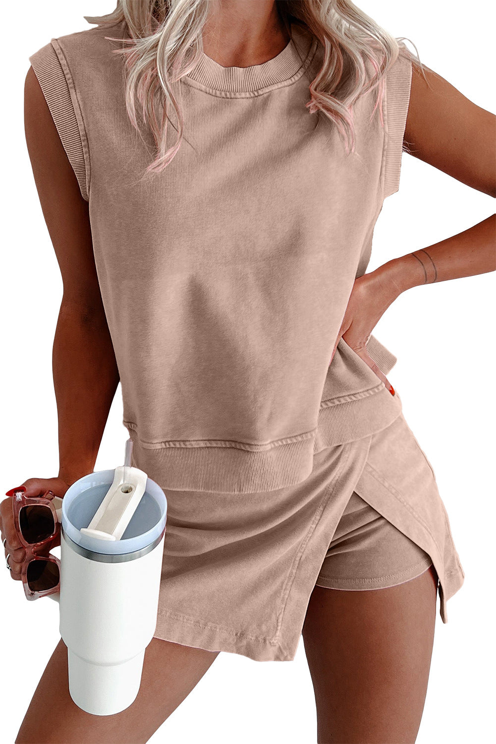 Women's Cotton Sleeveless Vest and Pants Set